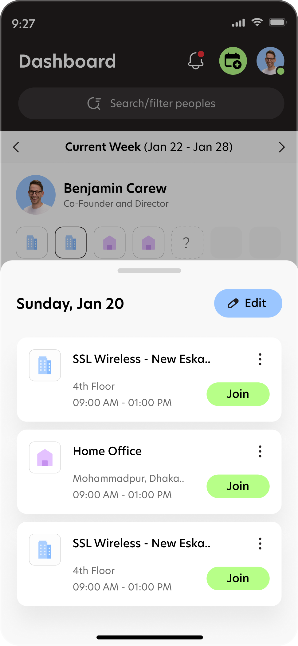 Othership edit schedule screen